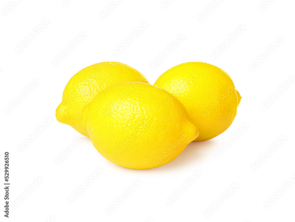 Three fresh ripe lemons isolated on white Three fresh ripe lemons isolated on white