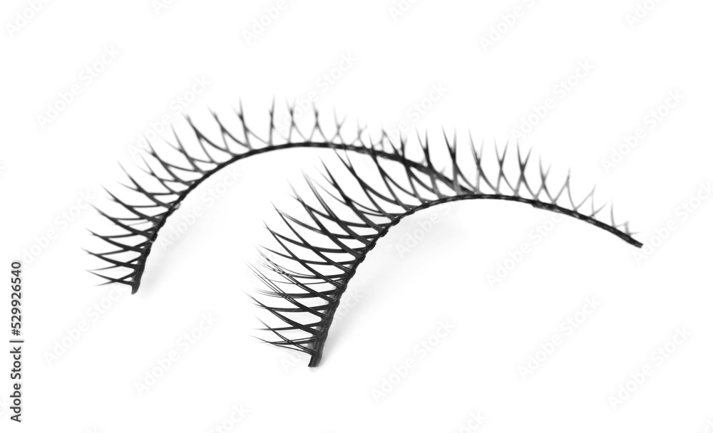 Fake eyelashes on white background. Makeup product
