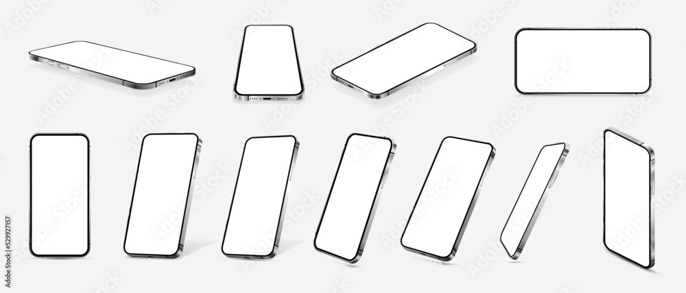 Realistic 3D Mobile phone devices mockups for presentation UI, UX, KIT ...