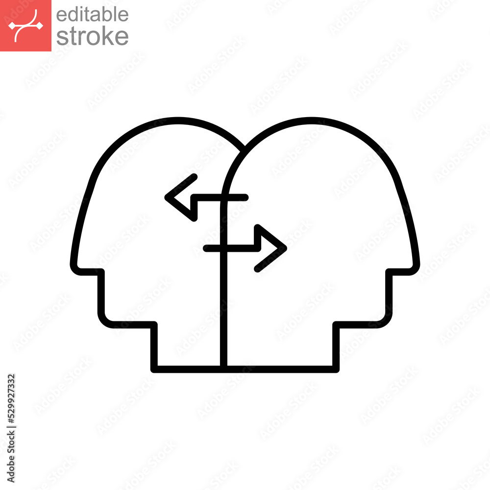 Business Concepts Interpersonal relationship line icon. Social capital, empathy, Two people interacting, associating each other. Editable stroke Vector illustration Design on white background EPS 10 Business Concepts Interpersonal relationship line icon. Social capital, empathy, Two people interacting, associating each other. Editable stroke Vector illustration Design on white background EPS 10