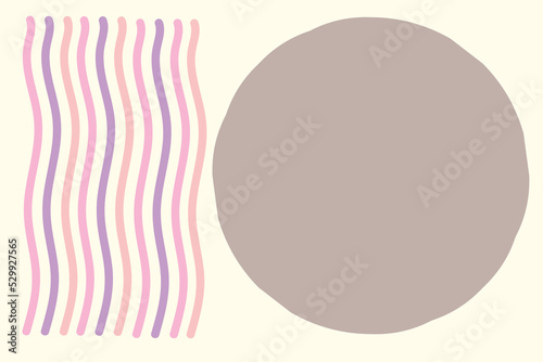 Abstract art illustration vector of wavy vertical line and brown circle for background