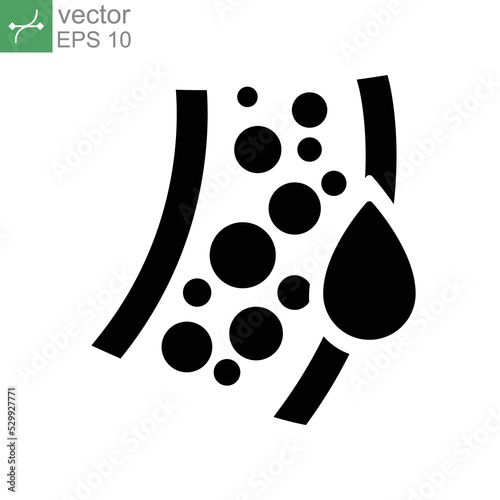 Blood vessel glyph icon. Bloods Capillary tube, Human circulatory system flow in vein. Simple pictogram for science, Body anatomy Symbol. Vector illustration. Design on white background. EPS 10