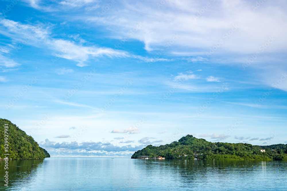 morning scene in Palau. Island, sea and blue sky