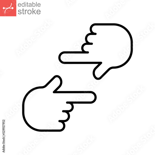 Human hands Cropping line icon. hand gesture process movie production. Film making, director's vision. photography Shot frame. Editable stroke. vector illustration. design on white background. EPS 10
