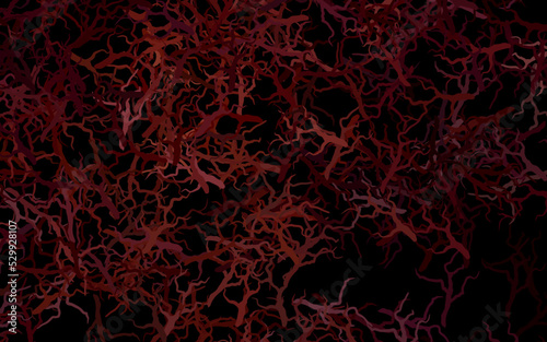 Dark Red vector abstract pattern with branches, leaves.