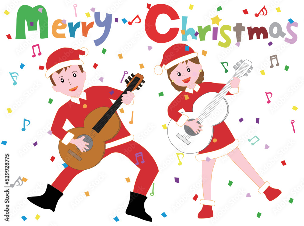 Fototapeta premium クリスマスの日に音楽を楽しんでいるカップル。