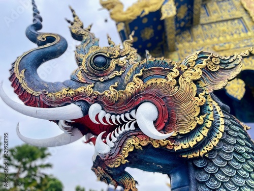 Dragon head at Blue temple at Chiang Rai