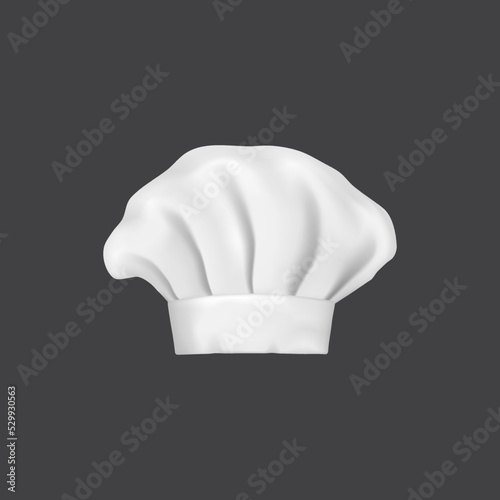 Realistic chef hat, cook cap and baker toque. 3d white chef hat. Restaurant cook or chef cap, bakery baker 3d realistic vector white toque, cafe kitchen cooker uniform hat