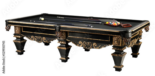 Pool table billiards table with clipping path.