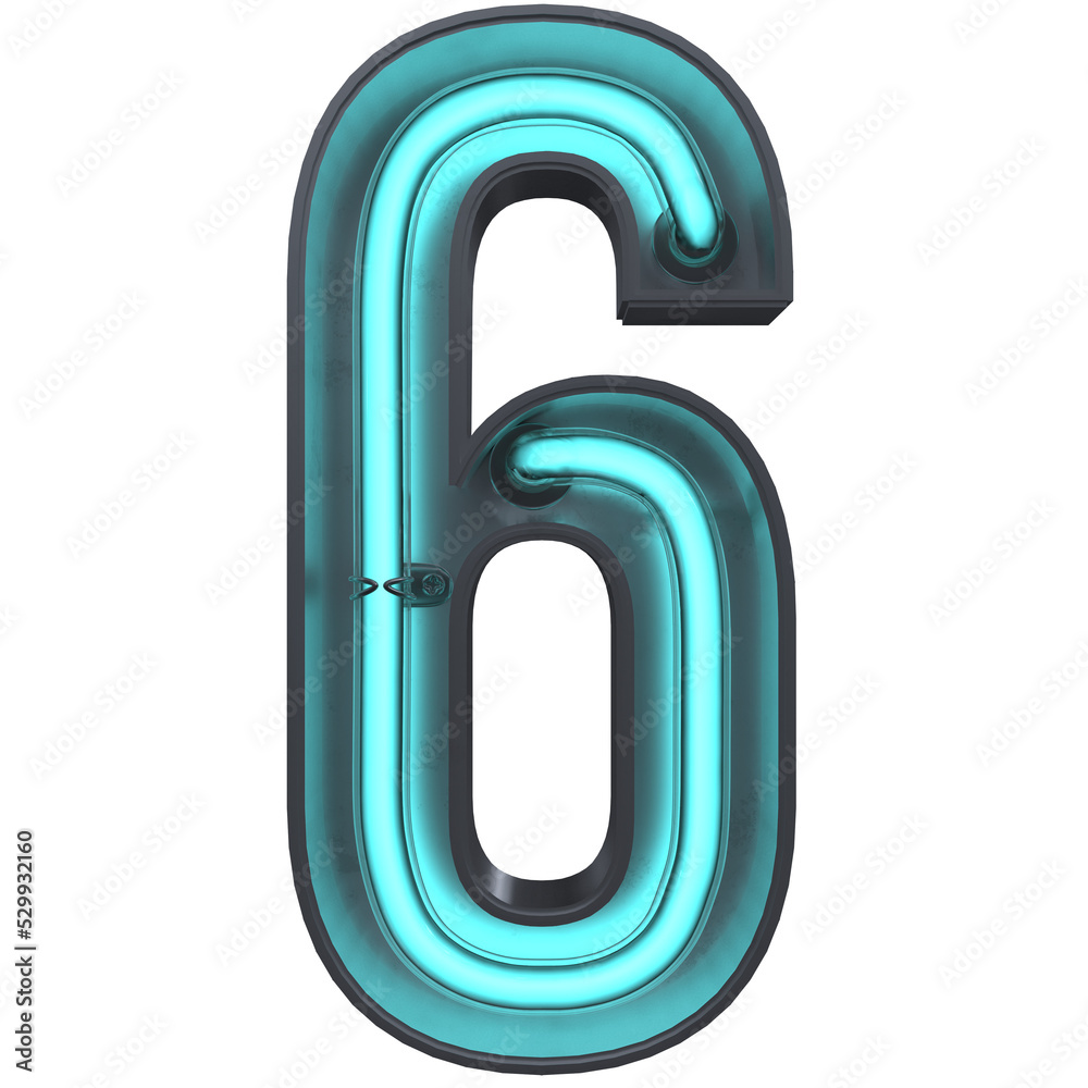 6 Number Neon 3D 6 Number Neon 3D