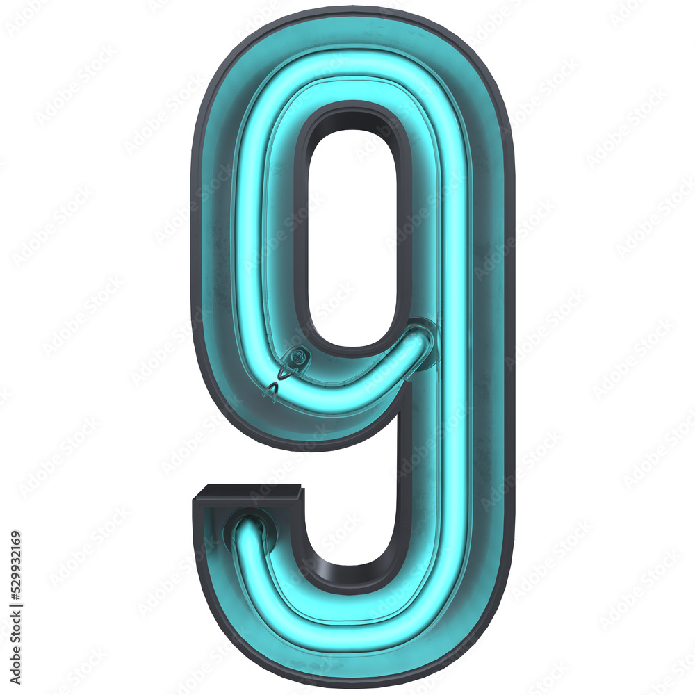 9 Number Neon 3D