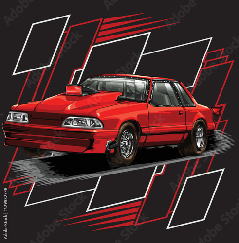 drag racing car isolated on black background for poster, t-shirt print, business element, social media content, blog, sticker, vlog, and card. vector illustration.