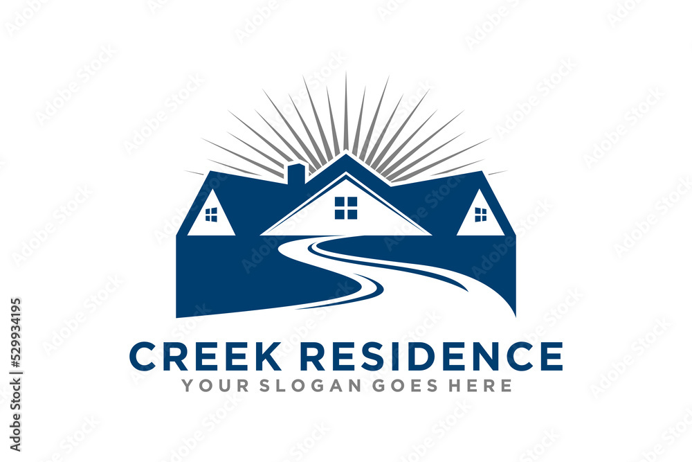 Property house logo real estate window roof family home river lake icon symbol Property house logo real estate window roof family home river lake icon symbol