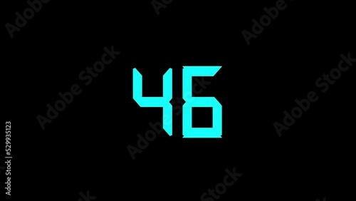 Countdown from 50 seconds to 0 seconds. Blue number on black background. Countdown, last moments, last seconds. New Year's Eve Countdown photo