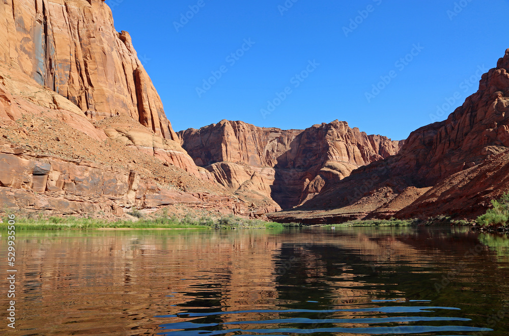 Romantic scenery in the canyon - kayaking Horseshoe Bend on Colorado River, Page, Arizona