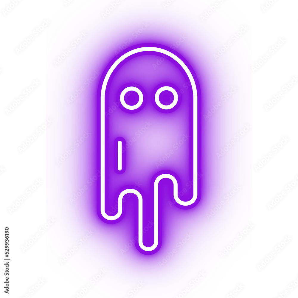 Neon purple ghost icon, illustration of glowing ghost on transparent background Neon purple ghost icon, illustration of glowing ghost on transparent background