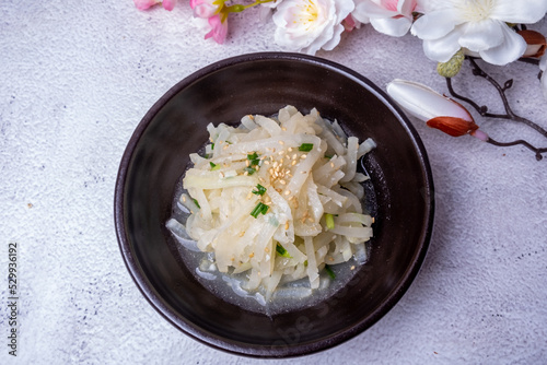 Korean food side dish stir-fried white radish