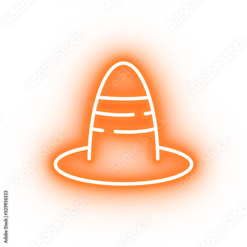 Neon orange witch hat icon, illustration of glowing witch hat photo