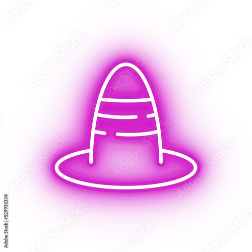 Neon pink witch hat icon, illustration of glowing witch hat photo