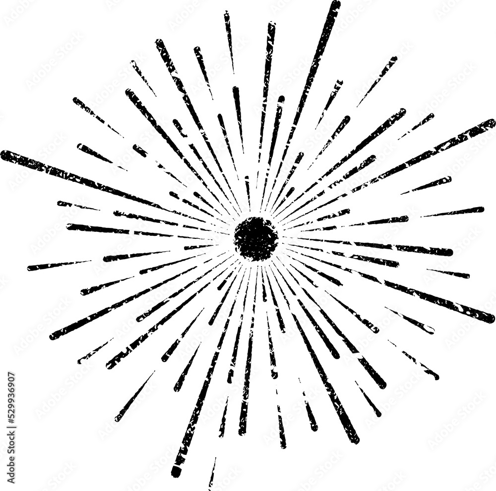 Obraz premium Radial grunge speed lines in round form. Star rays. Vintage design element for prints, web, template, logo, tattoo and pattern. Star burst shape for grungy effect