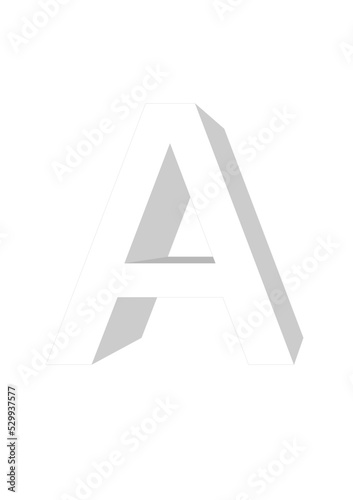 The image of the letter A has a shadow of the letter. used for graphics