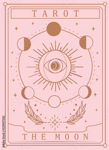 Tarot Card Minimalist Vector Illustration, The Moon	
