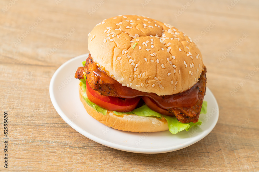 grilled chicken burger with sauce on plate grilled chicken burger with sauce on plate
