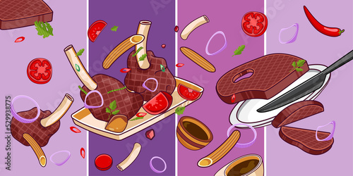 Illustration steak and beef photo