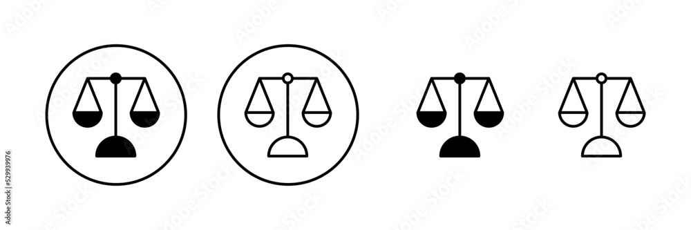 Scales icon vector. Law scale icon. Justice sign and symbol Scales icon vector. Law scale icon. Justice sign and symbol