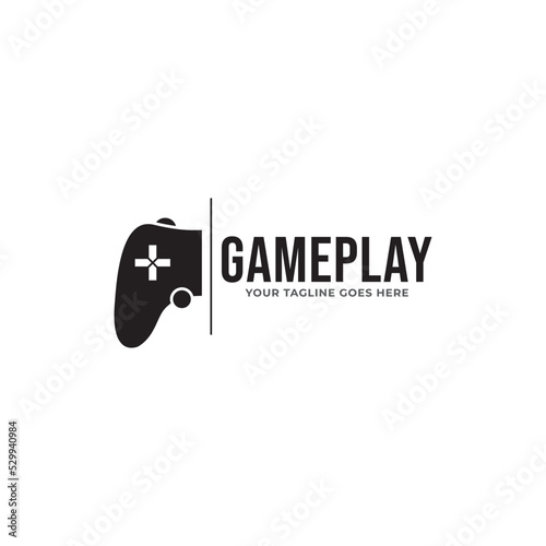 Game console and video games stick logo design template.