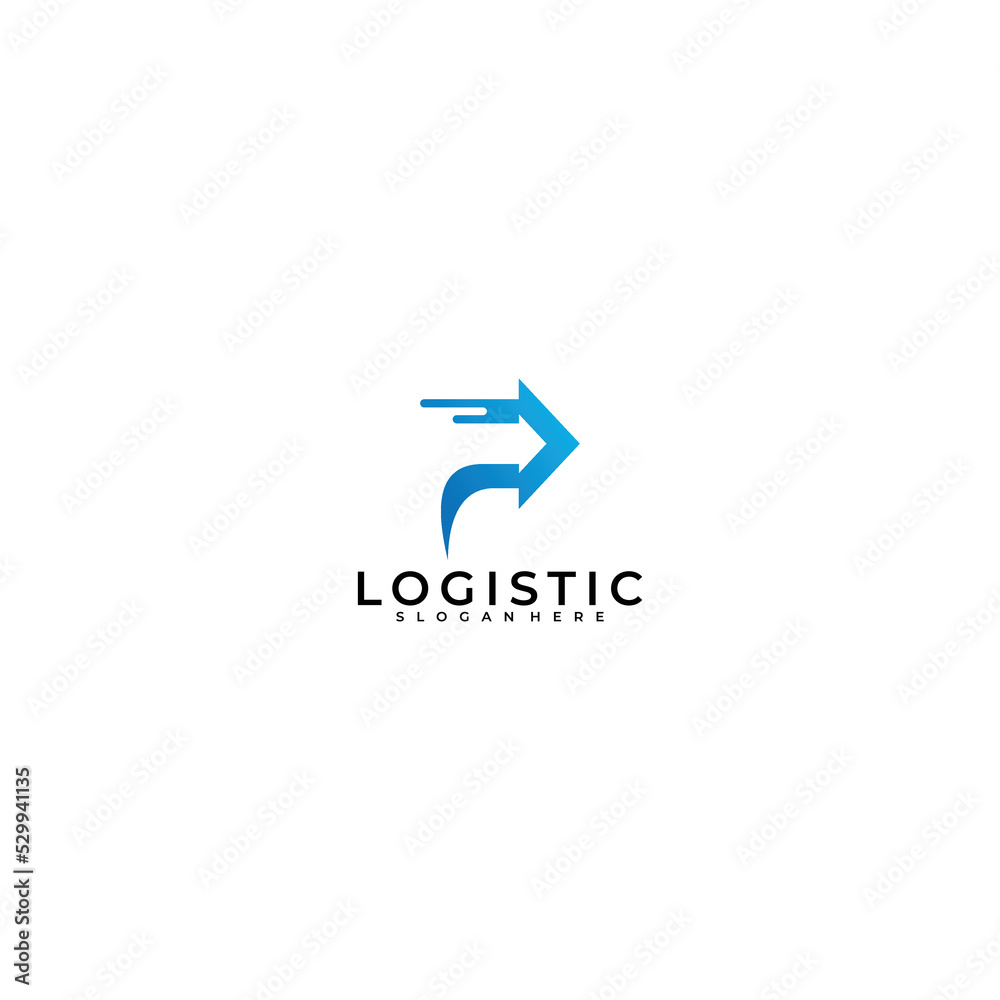 letter p logistic logo design vector template