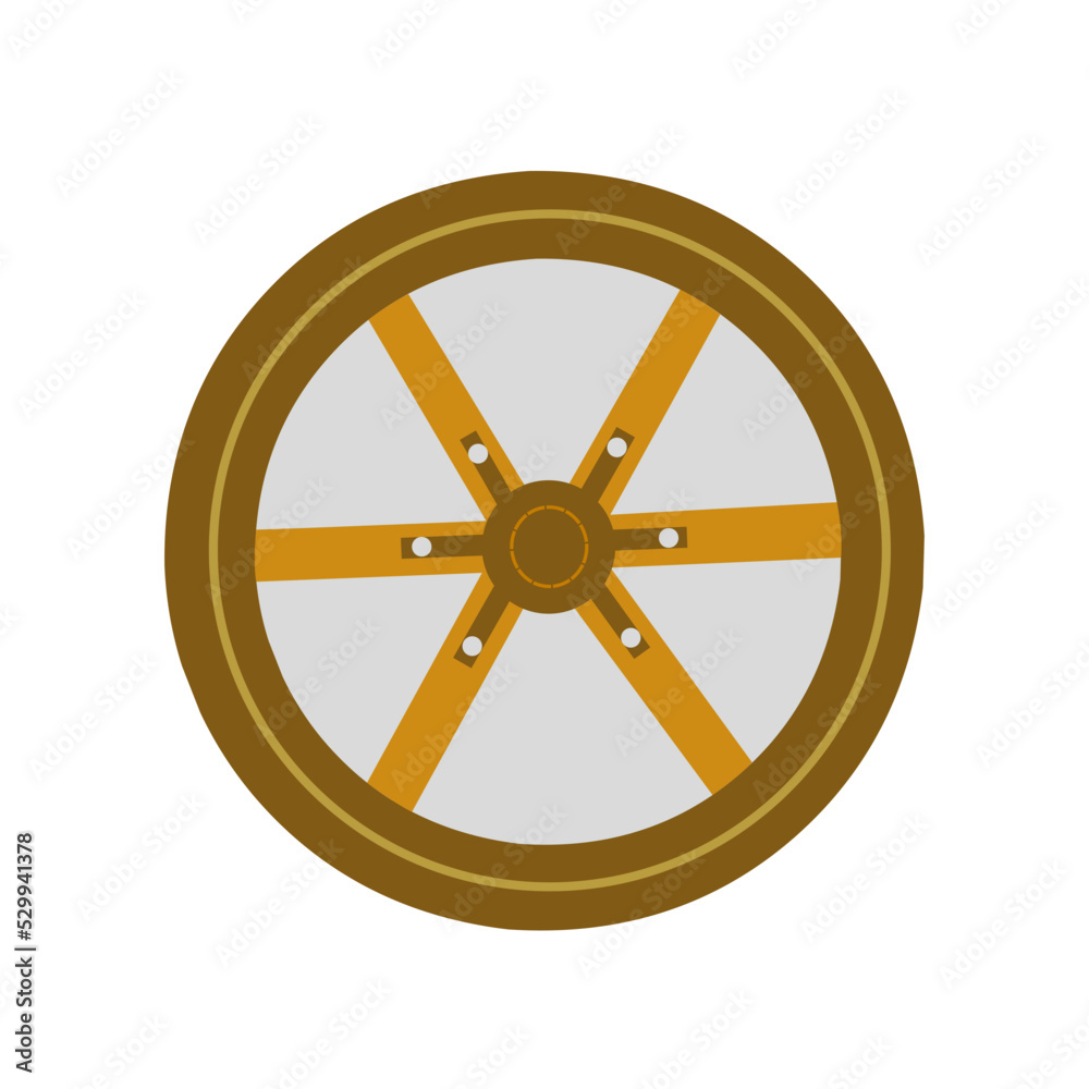 Wooden wheel cartoon vector illustration