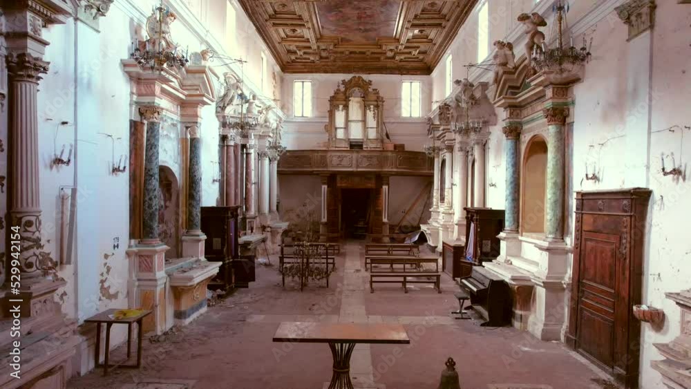 Aerial video of the abandoned church in Fossa, Italy. The town is located near the city of L’Aquila in the Abruzzo region. Fossa has been abandoned after a heavy earthquake and is now a ‘ghost town’.