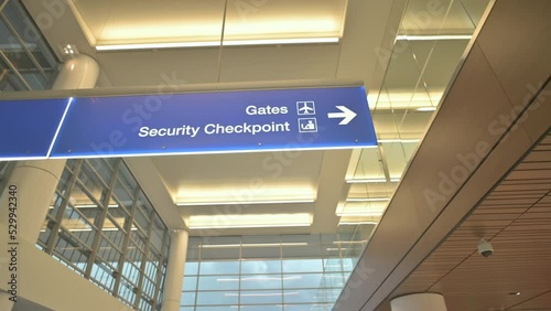 Gates and Security checkpoint sign at airport photo