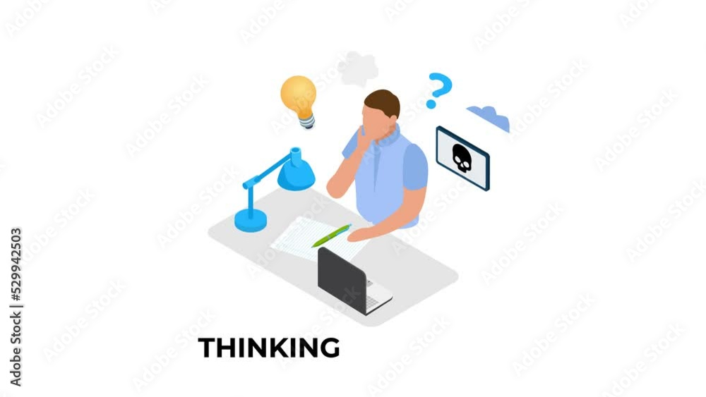 Pensive male student thinking something Pensive male student thinking something