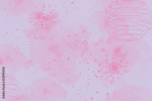 pink watercolor background with abstracts. illustration