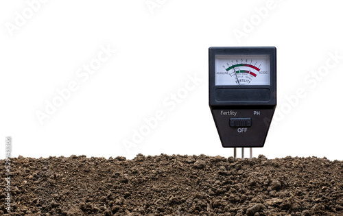 Soil meter with fertile loam for cultivation.
