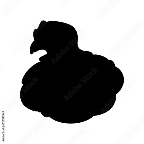 Hen or chicken silhouette isolated in white background. Free grazing hen bird in the runch. Hand drawn vector illustration