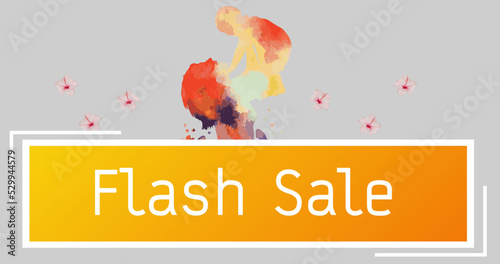 Image of mum and baby and flash sale text over flowers moving in hypnotic motion
