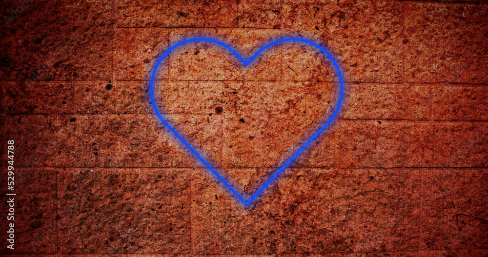 Obraz premium Heart neon sign on brick wall 4k