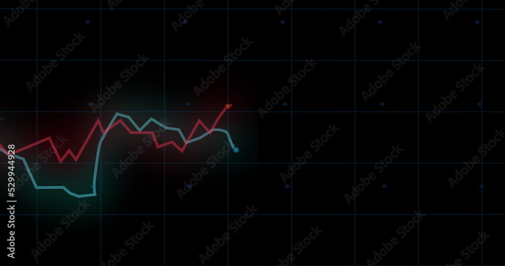 Image of financial data processing on black background Image of financial data processing on black background