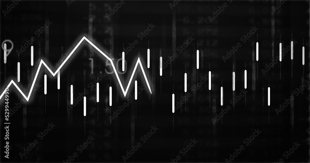 Obraz premium Image of white lines over numbers on black background
