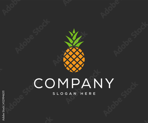 Pineapple Logo Template. Tropical Pineapple Logo Design