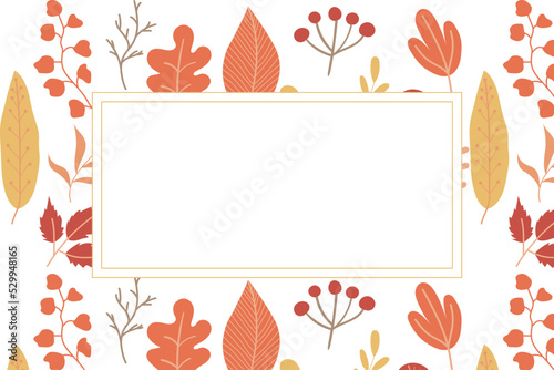 Horizontal rectangular frame with autumn leaves