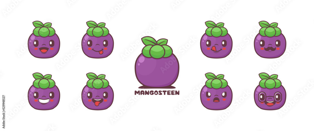 Obraz premium mangosteen cartoon. fruit vector illustration