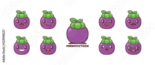mangosteen cartoon. fruit vector illustration