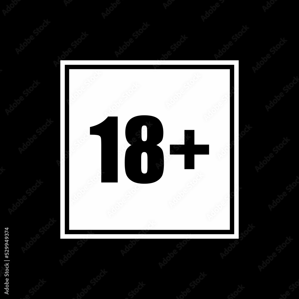 Sign of Adult Only Icon Symbol for Eighteen Plus (18+) and Twenty One Plus (21+) Age. Vector Illustration Sign of Adult Only Icon Symbol for Eighteen Plus (18+) and Twenty One Plus (21+) Age. Vector Illustration