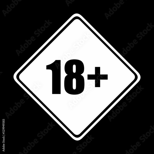 Sign of Adult Only Icon Symbol for Eighteen Plus (18+) and Twenty One Plus (21+) Age. Vector Illustration