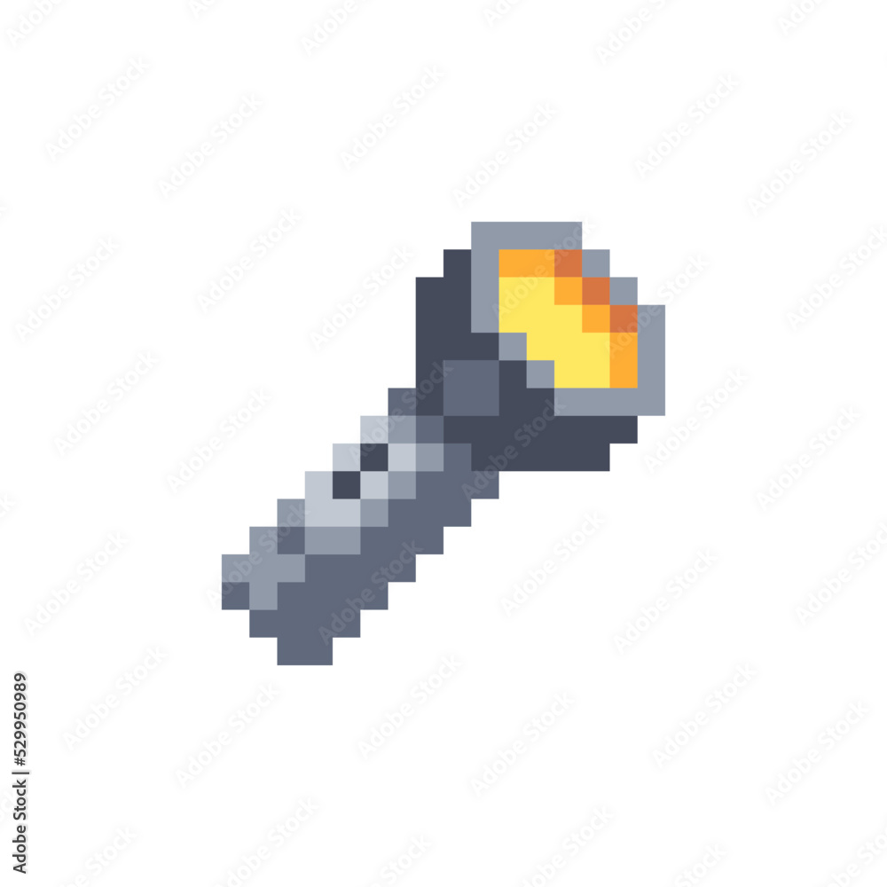 Vetor de Flashlight icon. Pixel art. Isolated vector illustration