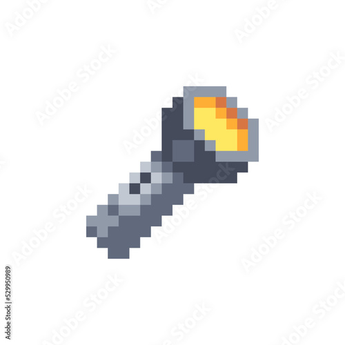 Flashlight icon. Pixel art. Isolated vector illustration. Design stickers, logo, mobile app. 8-bit sprite.